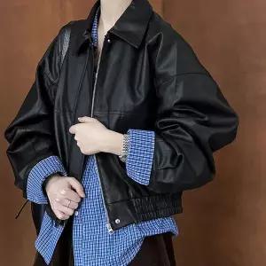 [하프클럽/]미스아미 루즈핏 크롭 레더 자켓