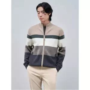 [빈폴멘] 컬러블럭 집업 카디건  베이지 (BC485AC32A)