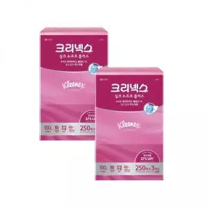 크리넥스 미용티슈 실크소프트 플러스 250매 3입X2팩