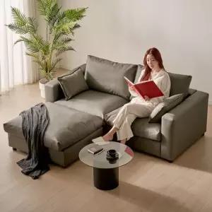 세인트블랑 컴피 구스 가죽 모듈 2인용 양팔 소파 와이드 스툴 sk