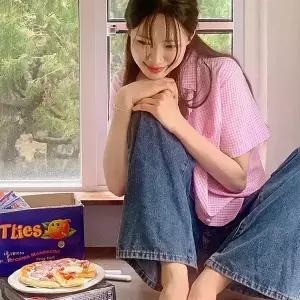 핫핑 [시어서커][ICH] 뮤스 베이직 깅엄체크 반팔셔츠