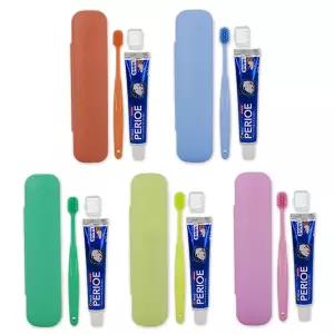 파스텔컬러 휴대용 칫솔치약세트(칫솔1개+치약1개+컬러케이스1개) 컬러랜덤 여행용세트 양치세트 미세모 페