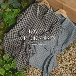 핫핑 [포인트템] 리노케 캡소매 허리 매듭 랩 체크 반팔 셔츠