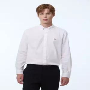 헤지스 남성 24FW [반값세일][스테디셀러] 화이트 버튼다운 면 긴팔캐주얼셔츠 WHSH4C103WT