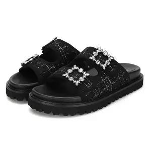 바바라 트위드 보석 몰드 여성슬리퍼 2cm_AAG336