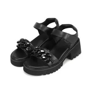 바바라 양가죽 체인 벨크로 여성샌들 6cm_AAI451