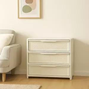 아리나 라탄 플라스틱 3단 와이드 서랍장 다용도 수납장