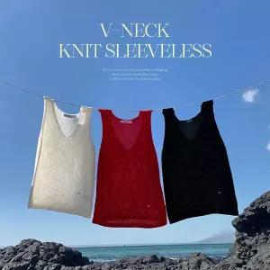 핫핑 [부유방커버] 코비엘 브이넥 팬던트 니트나시