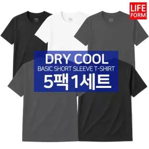 5팩1세트 쿨드라이 무지 반팔티셔츠 냉감 반팔티