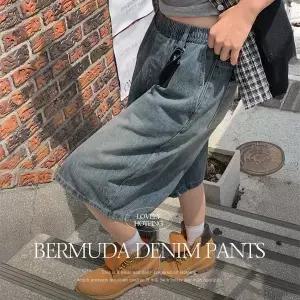 핫핑 [군살커버템] 투게더리 워싱 버뮤다 와이드 밴딩 데님 하프팬츠