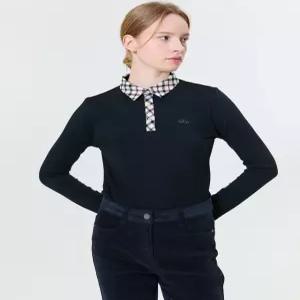 [닥스 골프 여성] [24FW] WNTS4D750BK 가격인하스테디셀러체크 카라 레터링 긴팔