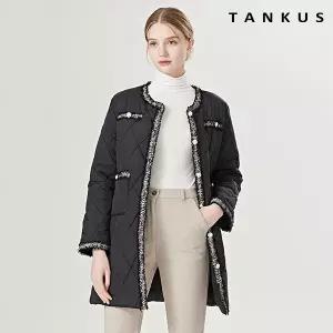 라운드 트위드 배색 퀼팅 롱 패디드 점퍼 (TV4JP015L0)