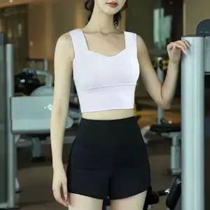 ONM 슬리브리스 크롭 요가탑 여성용 슬림 트레이닝
