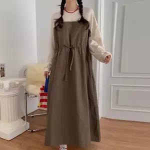 [하프클럽/] 허리끈조절배색원피스 POV458M510 빅사이즈