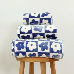 플라워 고밀도2겹 두툼한 밍크담요 무릎담요 차박 캠핑 사무실 다용도 이불겸담요 3size