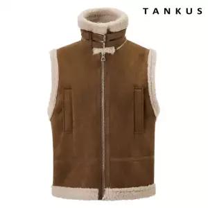 양털 배색 하이넥 스트랩 무스탕 베스트 (TX4VT009L0)