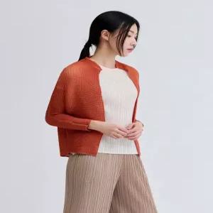 [플리츠미][최초가 138000원] 쉬폰 노 카라 가디건_EPCDM125003