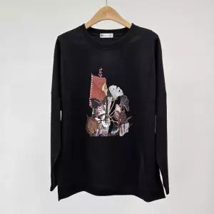 빅사이즈 510 블링텍스트절개루즈티 DRIT015