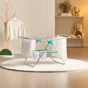 [리빙코아]튼튼한 빨래건조대 미니 원룸 이불 접이식 스텐 수건 민트 소형 빨래걸이