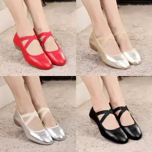  라라단스 발편한 천연소가죽 여성 스포츠 라인 댄스화