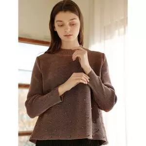 실버 비즈 벨벳 플리츠 블라우스_YJ10WNPBL03