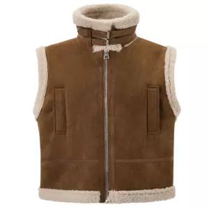 양털 배색 하이넥 스트랩 무스탕 베스트 (TX4VT009L0)