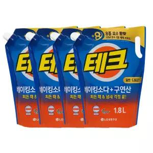 테크 베이킹소다+구연산 액체세제 일반/드럼 겸용 1.8L 4개