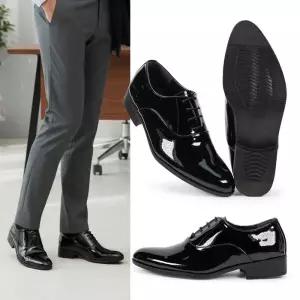 남성 에나멜 광택 정장구두 드레스슈즈 블랙 옥스퍼드 결혼식 면접 출근화