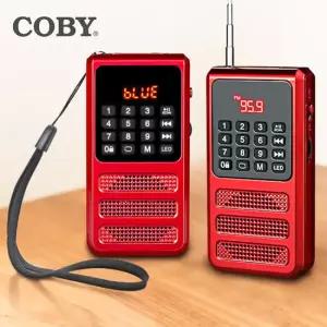 코비 COBY 휴대용 블루투스 효도라디오 FM 라디오 스피커 TF카드 LED HY0100 레드