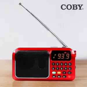 코비 COBY 휴대용 효도라디오 FM라디오 USB SD카드 MP3 대형LED LED라이트 HY099 레드
