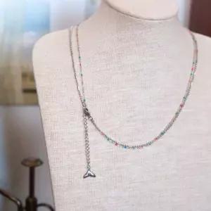 돌핀p 컬러도트 슬림투체인 써지컬스틸 목걸이