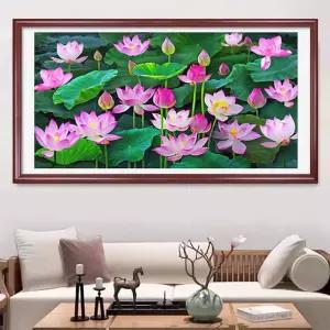 실십자수 구어도 패키지 프린트 도안 면실 제품 풍경 연꽃 2종 실크실 3D 자수세트