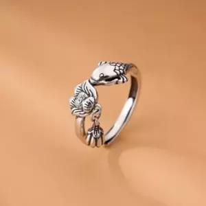 행운과 소원성취 성공 연꽃 물고기 비단잉어반지 은반지 오픈링반지