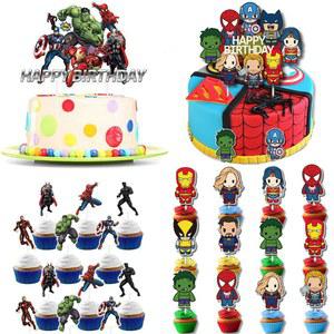 공급 샤워 아메리카 슈퍼 어벤저 스 장식 컵케이크 소년 어린이를위한 생일 케이크 토퍼
