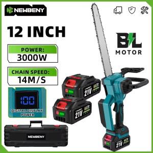 NEWBENY 12 인치 브러시리스 전기 톱 Makita 18-21V 배터리 핀 용 무선 효율적인 정원 목공 절단 전동 공구