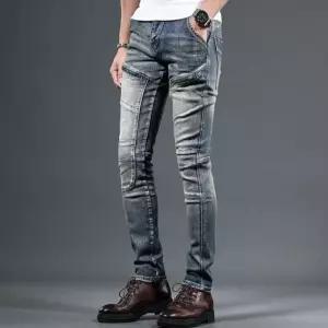 남성 청바지 슬림 스판 라이더팬츠 지퍼 바이크진