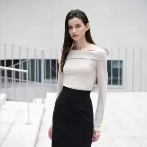 오프숄더 롱 슬리브 티셔츠(VIIBC2809)