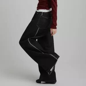 수비진 생지 더블포켓 절개 와이드 여성청바지 2컬러 기장선택 자체제작