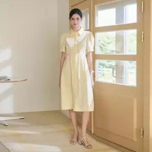 IB 로고 나일론 셔츠 핀턱 원피스(VIOAE2554)