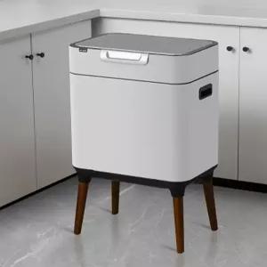 스마트 쓰레기통 센서 자동 원목다리 방수 스테인리스 원형 대용량 휴지통