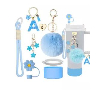 스탠리 10mm 밀짚 모자 실리콘 부츠에 대 한 8pcs 텀블러 컵 장식 액세서리 30oz 40oz 초기 수 지 키 체인