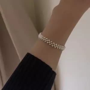 925실버 바둑판 고무줄 은볼팔찌