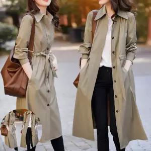 핸드메이드코트 여성 간절기용 셔츠형 롱 코트 URK-190