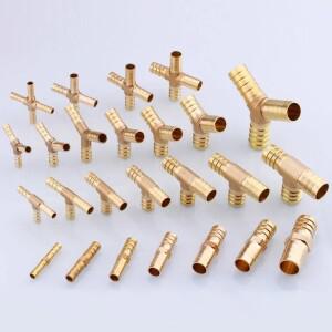 황동 스플라이서 파이프 피팅 워터 가스 에어 조인트 T Y 타입 호스 바브 테일 6 8 10 12 14 16 19 mm 수