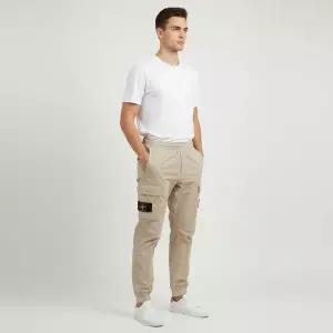 [스톤아일랜드] 와펜 패치 스트레이트 카고 조거 팬츠 베이지 153263602