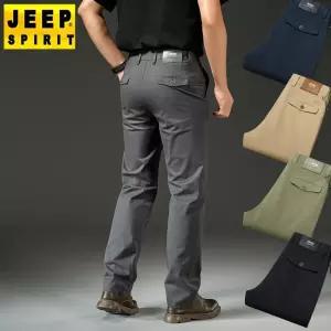 JEEP SPIRIT 남자 비즈니스 구김없는 면바지 봄 여름 베이직 스트레이트핏 팬츠