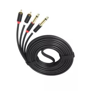 메뉴스타트 듀얼 1/4 TS to RCA 스테레오 오디오 인터커넥트 케이블 16FT 골드 도금 구리 쉘 헤비 듀티