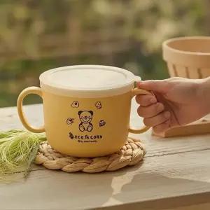 뚜껑있는 옥수수 머그컵 스프컵 양손잡이 국내산