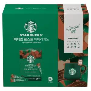 스타벅스 미디엄 로스트 아메리카노 그린 머그 세트 아메리카노 스틱 8... 1세트