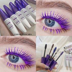 다채로운 속눈썹 마스카라 실크 방수 섬유 연장 컬링 메이크업 볼륨 흰색 5D 보라색 파란색 아이